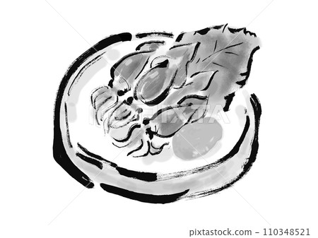 Japanese-style hand-drawn illustration of firefly squid with vinegar miso sauce 110348521