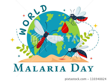 World Malaria Day Vector Illustration on April 25 with Earth Protected from Mosquitoes to Avoid Mosquito Bites in Healthcare Flat Cartoon Background 110348824