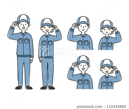 穿著工作服的男人和女人的插圖 110348969