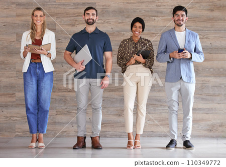 Digital marketing team or business people happy for company growth and standing in an office building. Portrait of advertising employees or colleagues smiling working on startup social media strategy Digital marketing team or business people happy for company growth and standing in an office building. Portrait of advertising employees or colleagues smiling working on startup social media strategy 110349772