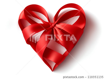 心形標記紅色絲帶 心形標記紅色絲帶 110351135