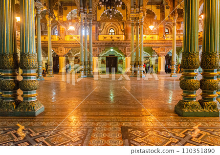 Magnificent view of the interior of Mysore Palace 110351890