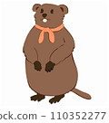 Cute groundhog cartoon tying a scarf, happy groundhog day. Vector illustration Cute groundhog cartoon tying a scarf, happy groundhog day. Vector illustration 110352277