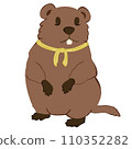 Cute groundhog cartoon tying a yellow scarf, happy groundhog day. Vector illustration Cute groundhog cartoon tying a yellow scarf, happy groundhog day. Vector illustration 110352282
