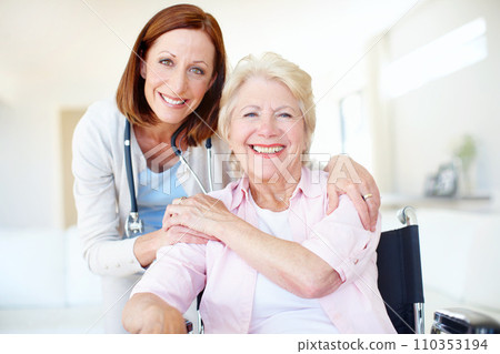 Her motivation and care was a massive part of my recovery. Portrait of a mature nurse and her elderly patient sharing an affectionate moment together. Her motivation and care was a massive part of my recovery. Portrait of a mature nurse and her elderly patient sharing an affectionate moment together. 110353194
