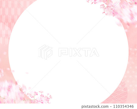日式框架，櫻花與日式圖案 110354346