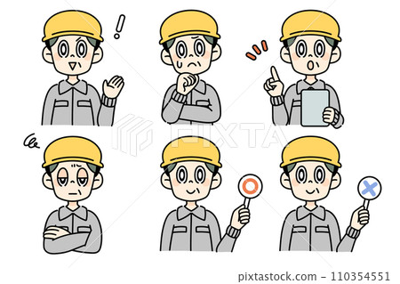 戴著頭盔的工人集 110354551
