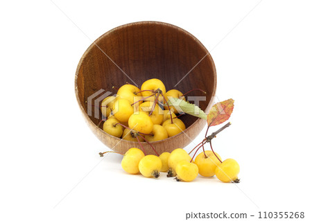 Wild apple or European crab apple over white background Wild apple or European crab apple over white background 110355268