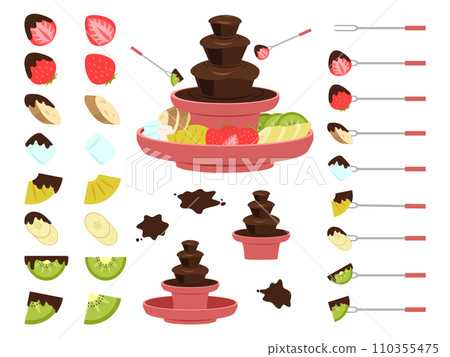 Chocolate fondue and fruit platter set 110355475
