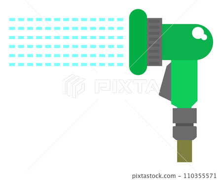 Illustration of a watering nozzle that is convenient for washing cars and watering flowering trees when attached to a hose 110355571