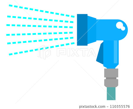 Illustration of a watering nozzle that is convenient for washing cars and watering flowering trees when attached to a hose 110355576