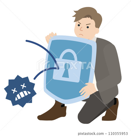 Illustration of a businessman protecting from viruses Illustration of a businessman protecting from viruses 110355953