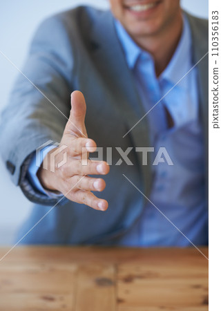 Business person, shaking hands offer and meeting in job interview, corporate agreement and hiring or recruitment. Professional client or employer handshake for introduction, hello or negotiation deal Business person, shaking hands offer and meeting in job interview, corporate agreement and hiring or recruitment. Professional client or employer handshake for introduction, hello or negotiation deal 110356183