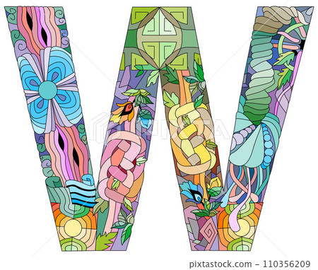 Letter W monogram, engraving design. Vector illustration. Letter W monogram, engraving design. Vector illustration. 110356209