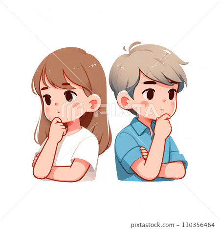 女孩和男孩思考 110356464