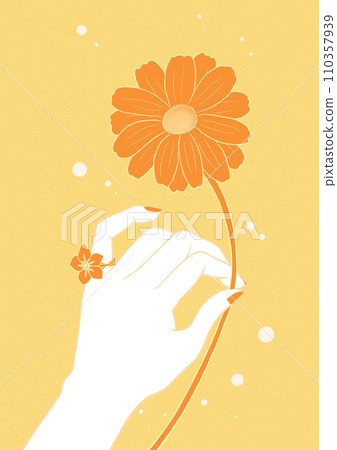 花和手橙色 110357939