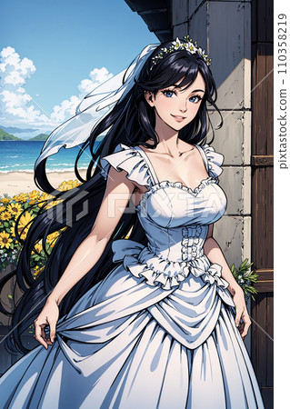 新娘穿婚紗的插圖 110358219