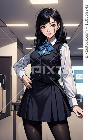 Illustration of a female office worker wearing a uniform Illustration of a female office worker wearing a uniform 110358243