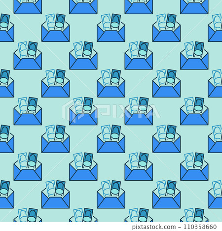 Cash in Opened Envelope vector colored seamless pattern Cash in Opened Envelope vector colored seamless pattern 110358660
