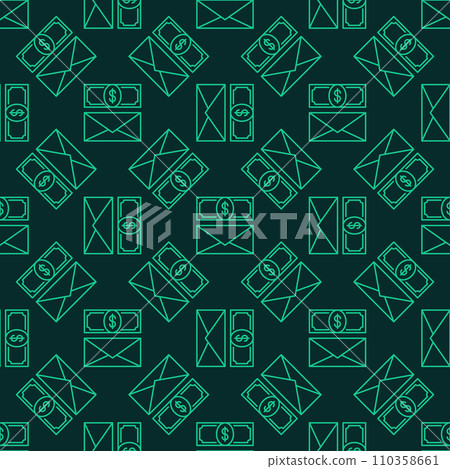 Dollar Banknote and Envelope vector dark line seamless pattern Dollar Banknote and Envelope vector dark line seamless pattern 110358661