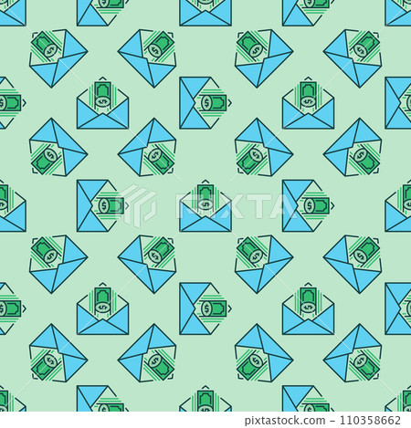 Dollar Banknotes in Envelope vector colored seamless pattern Dollar Banknotes in Envelope vector colored seamless pattern 110358662