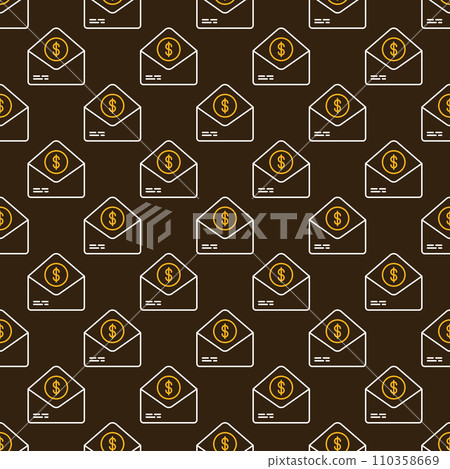 Dollar Coin in Envelope vector concept line brown seamless pattern Dollar Coin in Envelope vector concept line brown seamless pattern 110358669