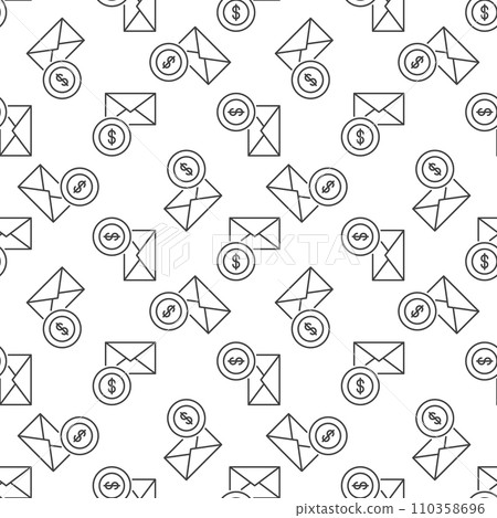 Envelope and round Dollar sign vector concept seamless pattern 110358696