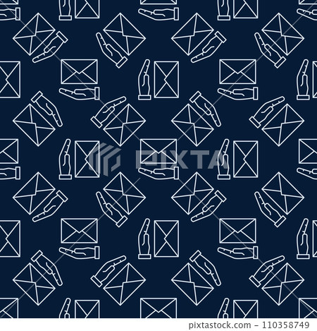 Hand and Envelope vector concept line dark seamless pattern Hand and Envelope vector concept line dark seamless pattern 110358749
