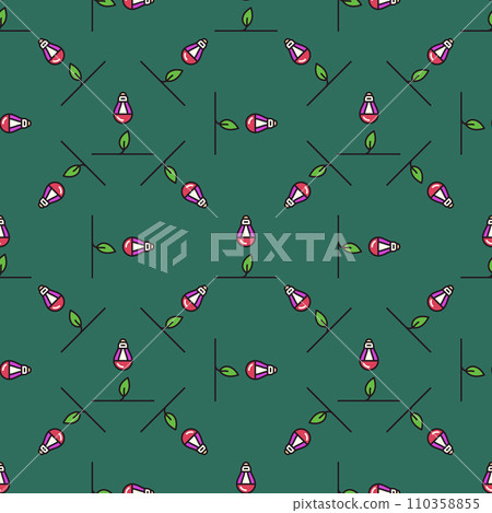 Phyto Light Bulb vector Agro Equipment colored seamless pattern 110358855