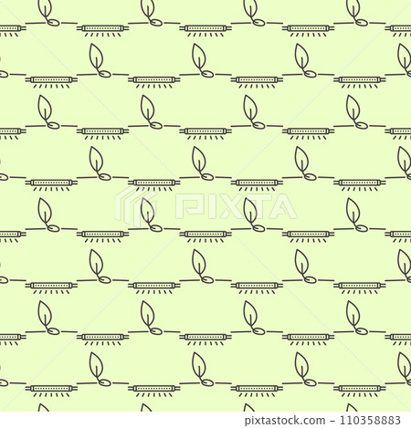 Sprout and Grow Light or Phytolamp vector outline seamless pattern 110358883