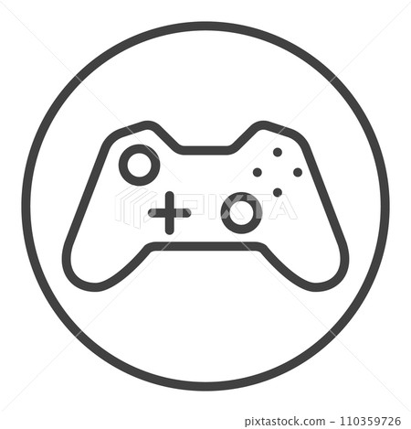 Gamepad in Circle vector Gaming Device icon or sign in thin line style 110359726