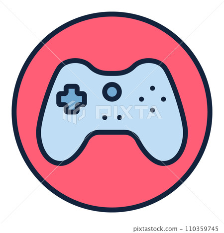Red Circle with Game Controller vector Gamepad colored icon or sign 110359745