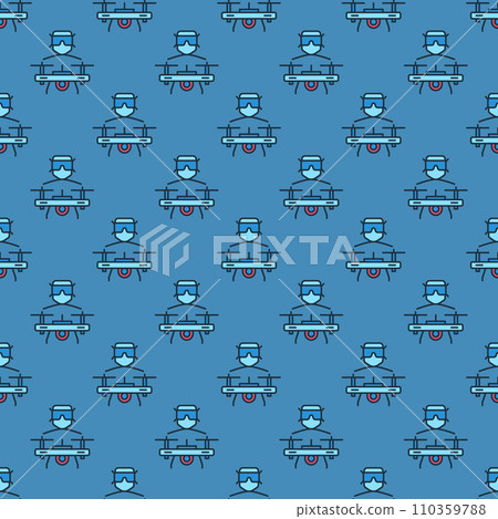 FPV Drone with Man vector concept blue creative seamless pattern FPV Drone with Man vector concept blue creative seamless pattern 110359788