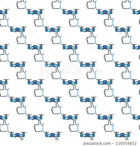 Thumbs Up and Quadcopter vector I Love Drones colored seamless pattern 110359852