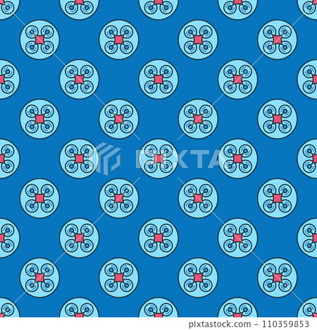 Circle with Quadcopter vector Drone concept colored seamless pattern 110359853