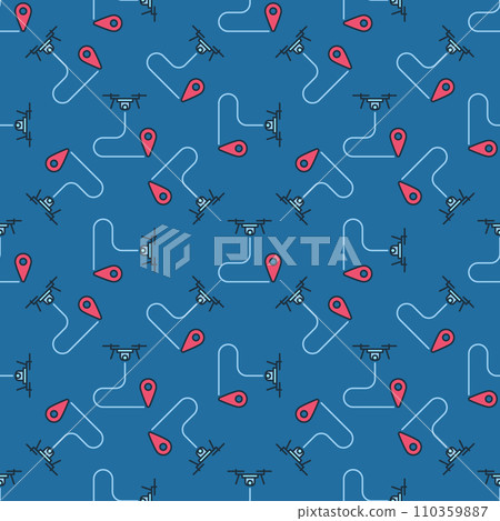 Drone Path Planning vector Quadcopter colored seamless pattern Drone Path Planning vector Quadcopter colored seamless pattern 110359887