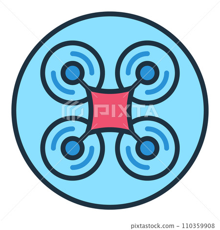 Circle with Quadcopter vector Drone concept colored icon Circle with Quadcopter vector Drone concept colored icon 110359908