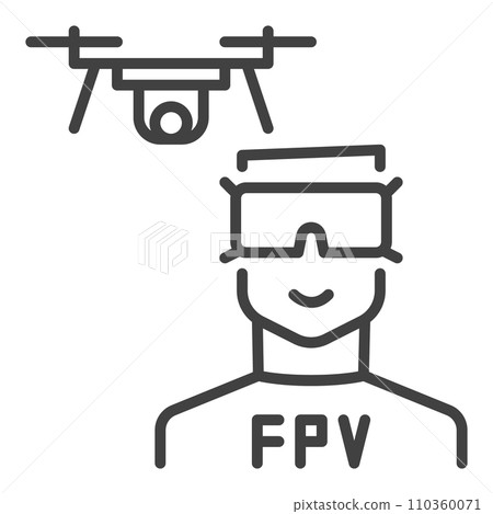 FPV Drone and Man with Goggles vector concept outline icon 110360071