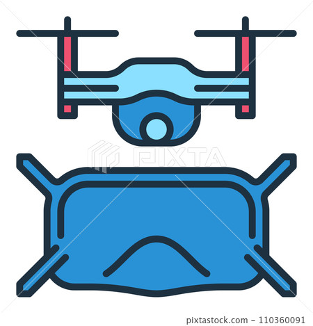FPV Quadcopter with Glasses vector Drone concept colored icon or sign FPV Quadcopter with Glasses vector Drone concept colored icon or sign 110360091