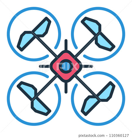 Quadrotor vector concept colored icon. Top view Quadrotor vector concept colored icon. Top view 110360127