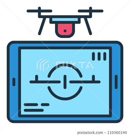 Tablet and Quadcopter vector Drone Control concept colored icon Tablet and Quadcopter vector Drone Control concept colored icon 110360140
