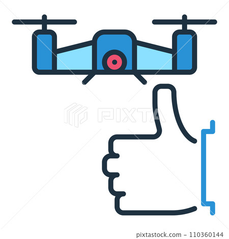 Thumbs Up and Quadcopter vector I Love Drones colored icon Thumbs Up and Quadcopter vector I Love Drones colored icon 110360144