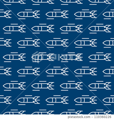 Rocket Weapon vector Missile concept blue linear seamless pattern 110360226