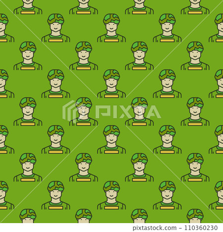 Soldier in a Helmet vector Hero concept green seamless pattern Soldier in a Helmet vector Hero concept green seamless pattern 110360230