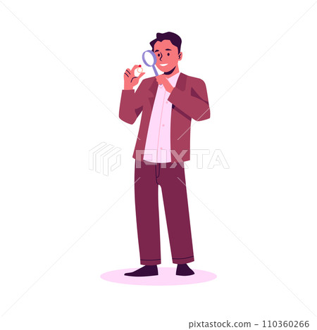 Pawnbroker estimating jewelry in pawnshop, flat vector illustration isolated. Pawnbroker estimating jewelry in pawnshop, flat vector illustration isolated. 110360266