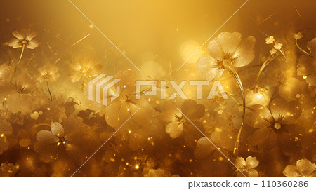 金色閃閃發光的花朵背景 110360286