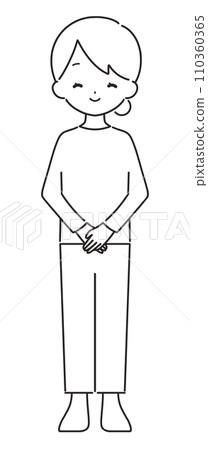 單色|微笑雙手合十的女人|私服 單色|微笑雙手合十的女人|私服 110360365