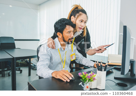 Young female employee seducing boss or supervisor at work Make your boss uncomfortable and afraid of sexual abuse. Concept of sexual harassment in the workplace Young female employee seducing boss or supervisor at work Make your boss uncomfortable and afraid of sexual abuse. Concept of sexual harassment in the workplace 110360468