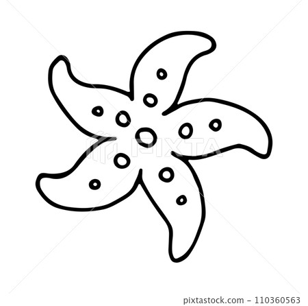 Sea star doodle outline hand drawn isolated editable illustration. Transparent drawing on white background 110360563