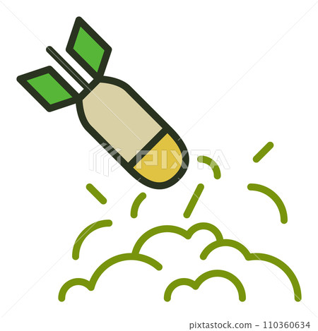 Rocket Hit with Explosion vector concept colored icon 110360634